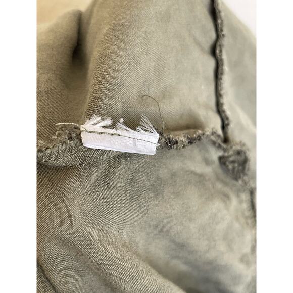 Good American Leopard Wrap Dress 5 XXL Military Green High Low Hem Puff Sleeve - Picture 9 of 12